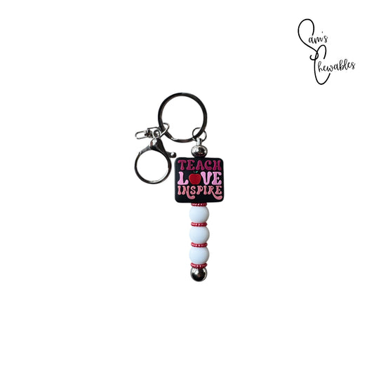 Teach, Love, Inspire Beaded Keychain