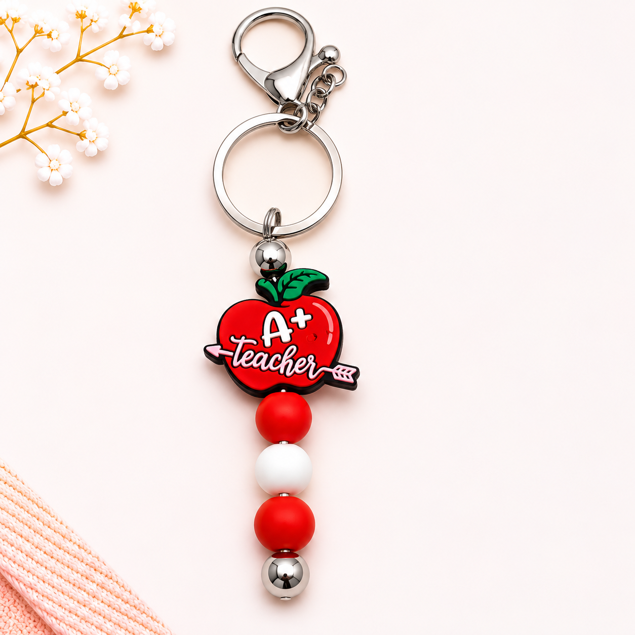 A+ Teacher Beaded Keychain