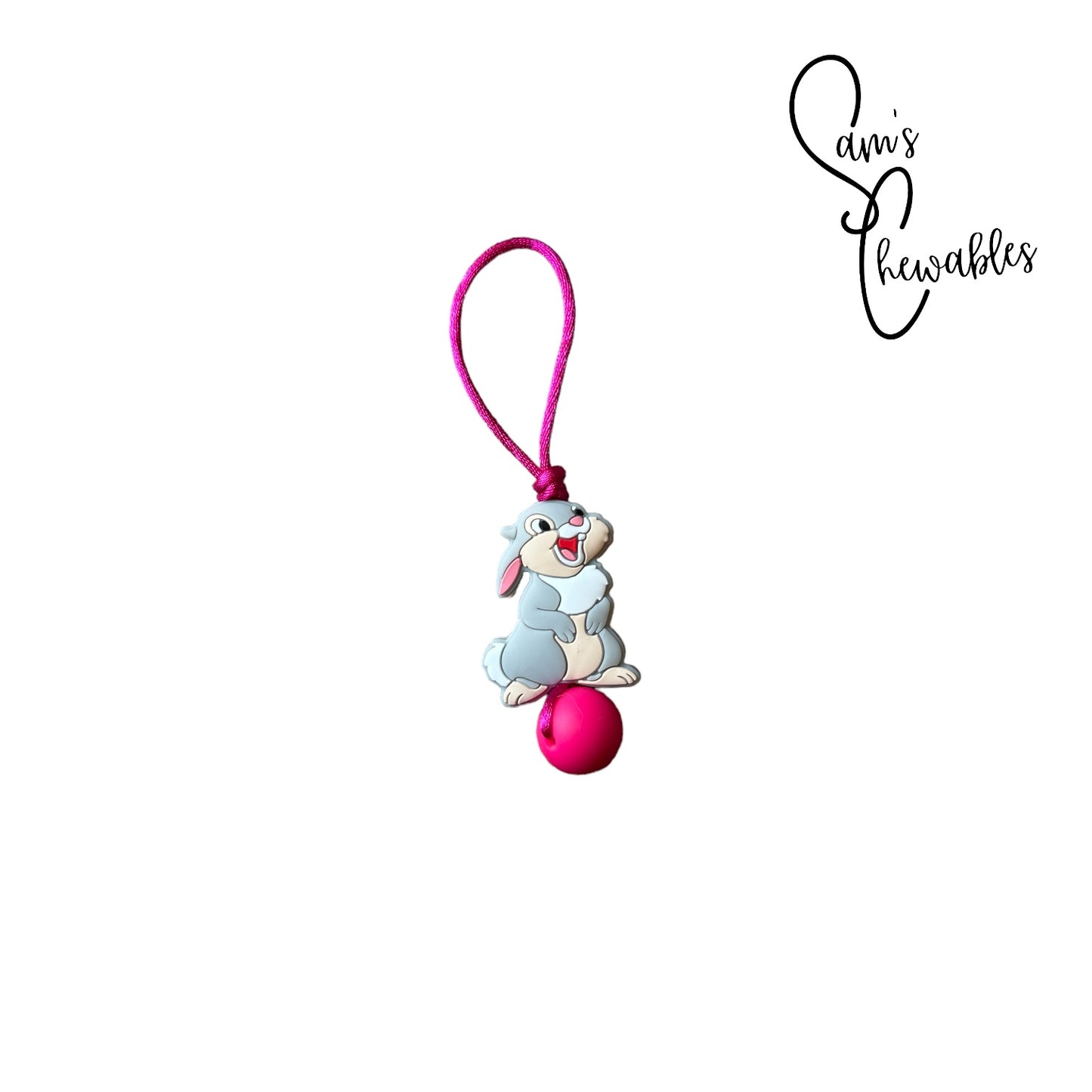 Grey Bunny Zipper Pull