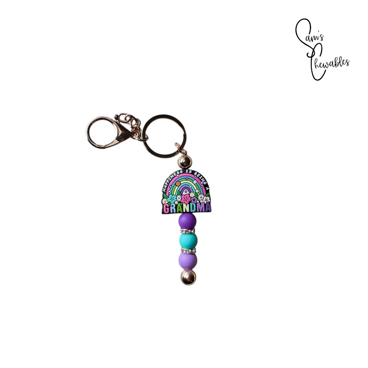 Happiness Is Being A Grandma Beaded Keychain