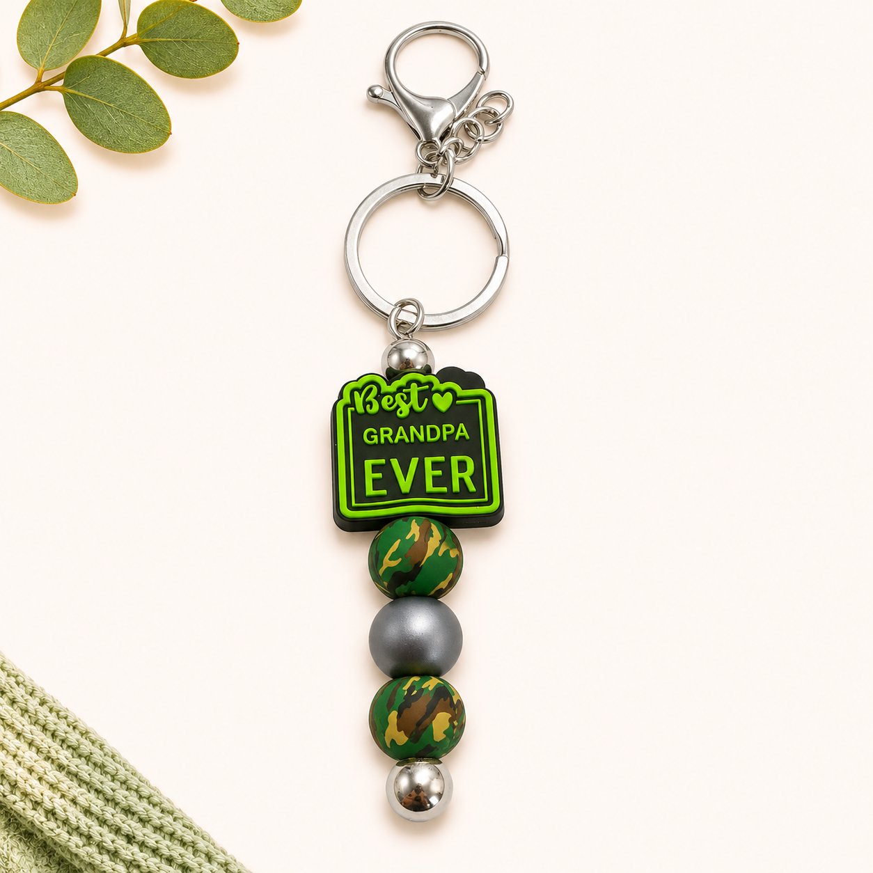 Best Grandpa Ever Beaded Keychain