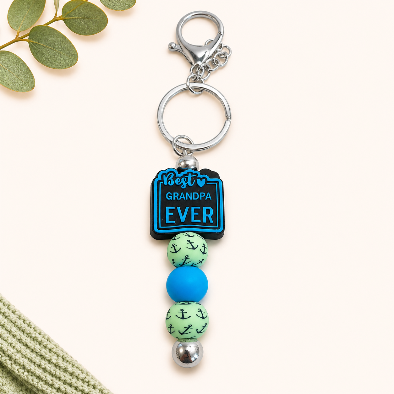 Best Grandpa Ever Beaded Keychain