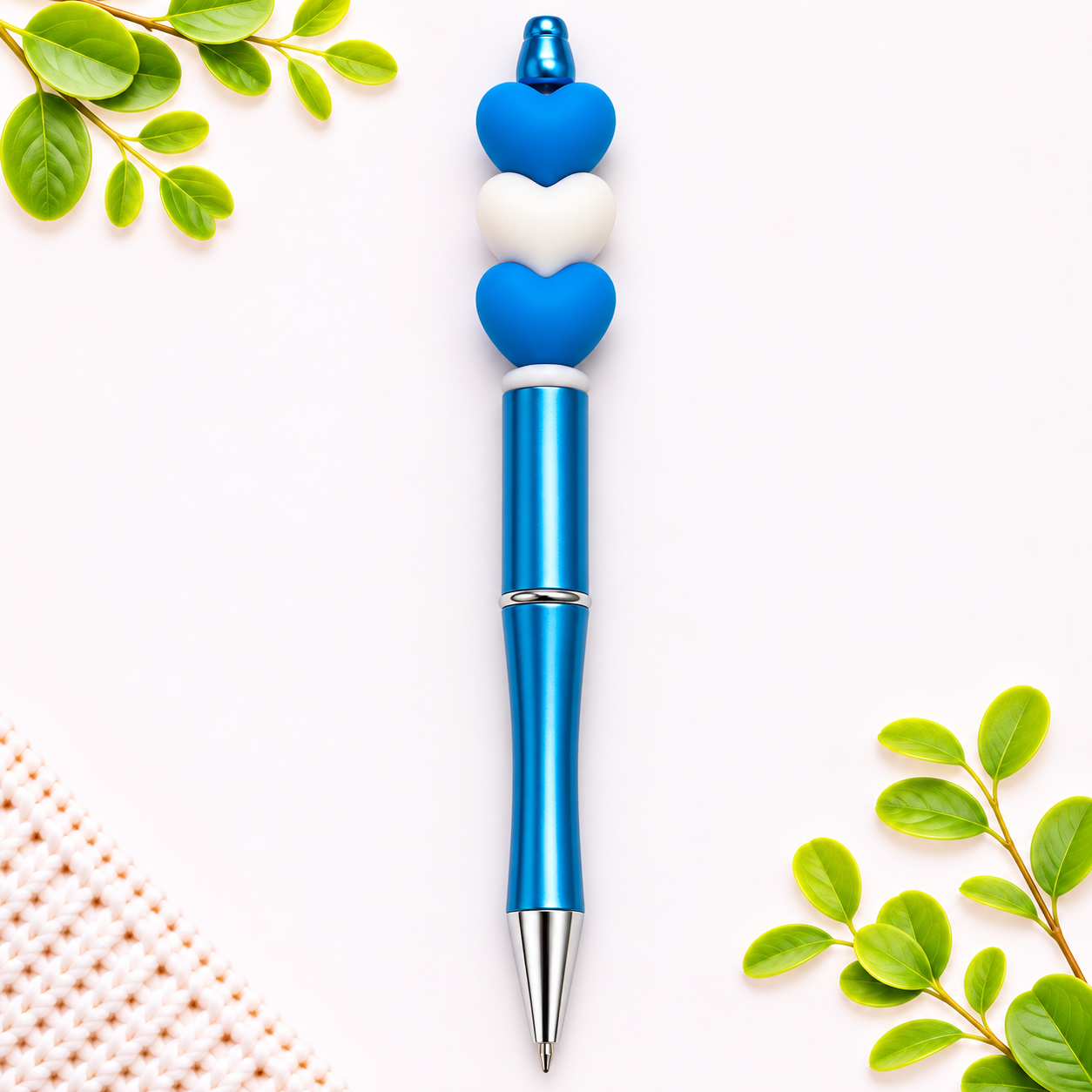 Blue Heart Beaded Pen