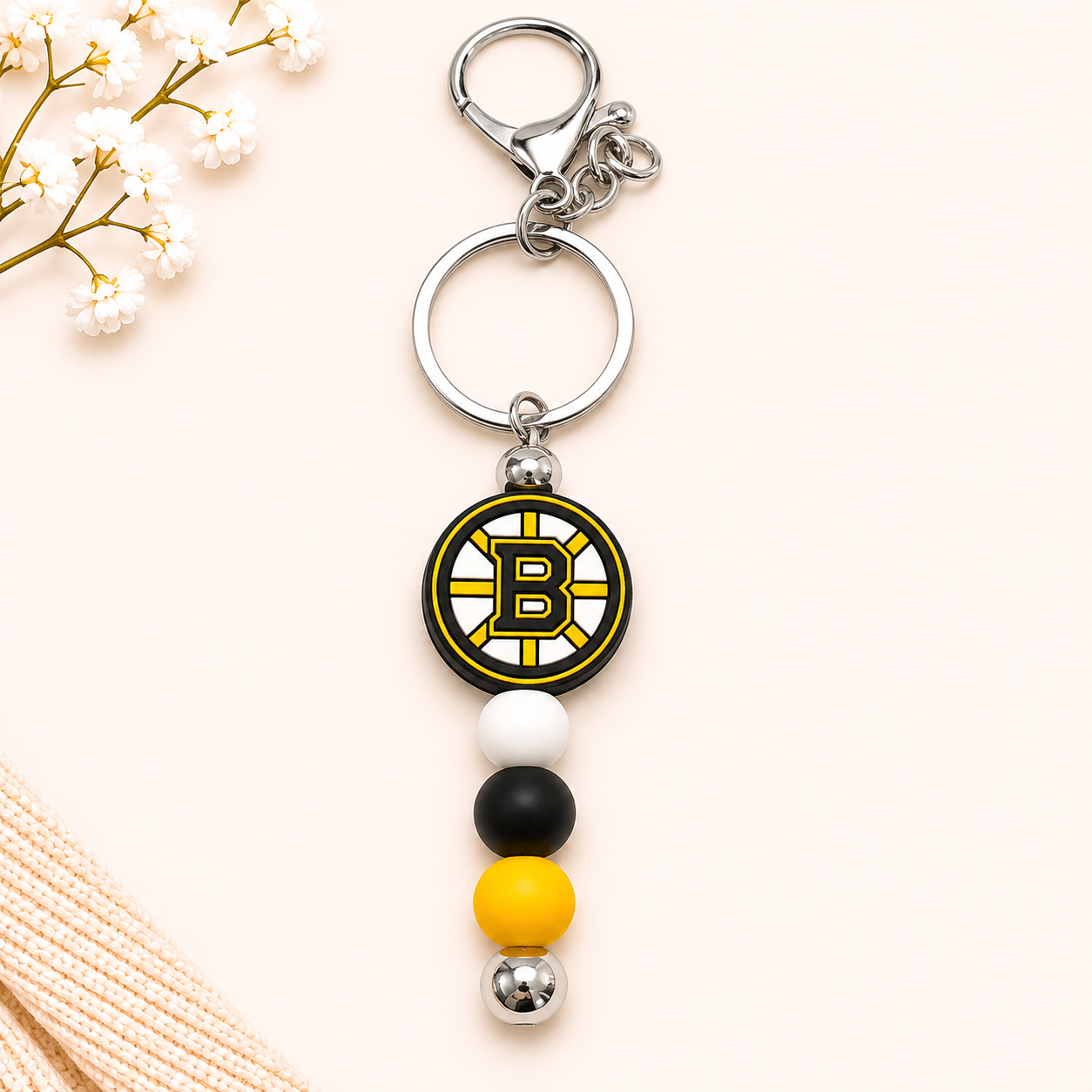 Hockey Beaded Keychain