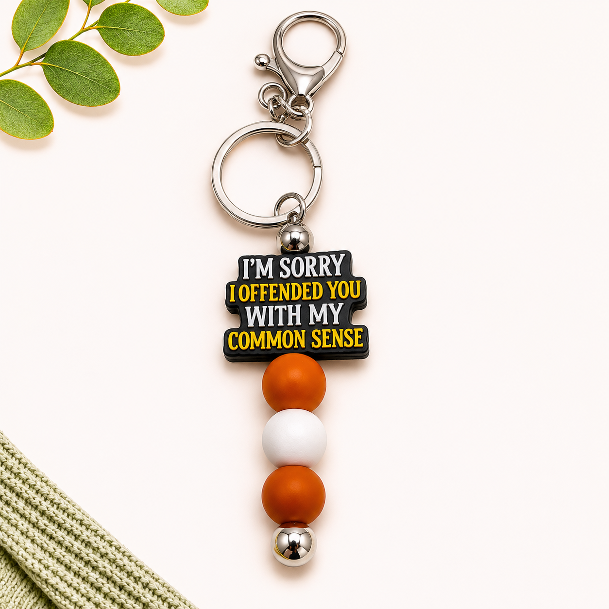 Sorry I Offended You With My Common Sense Beaded Keychain