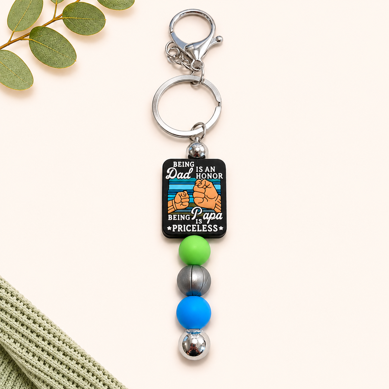 Papa Beaded Keychain