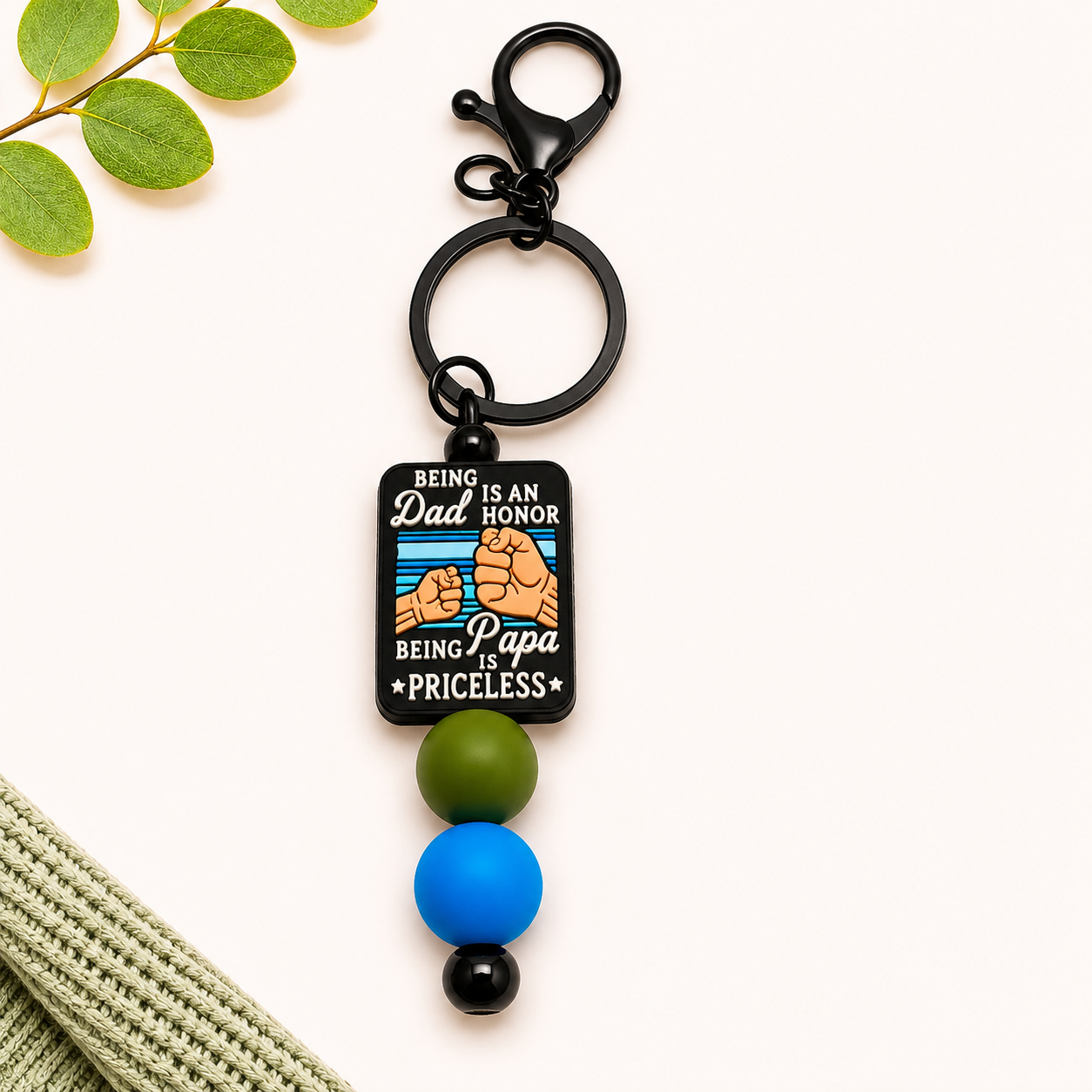 Papa Beaded Keychain