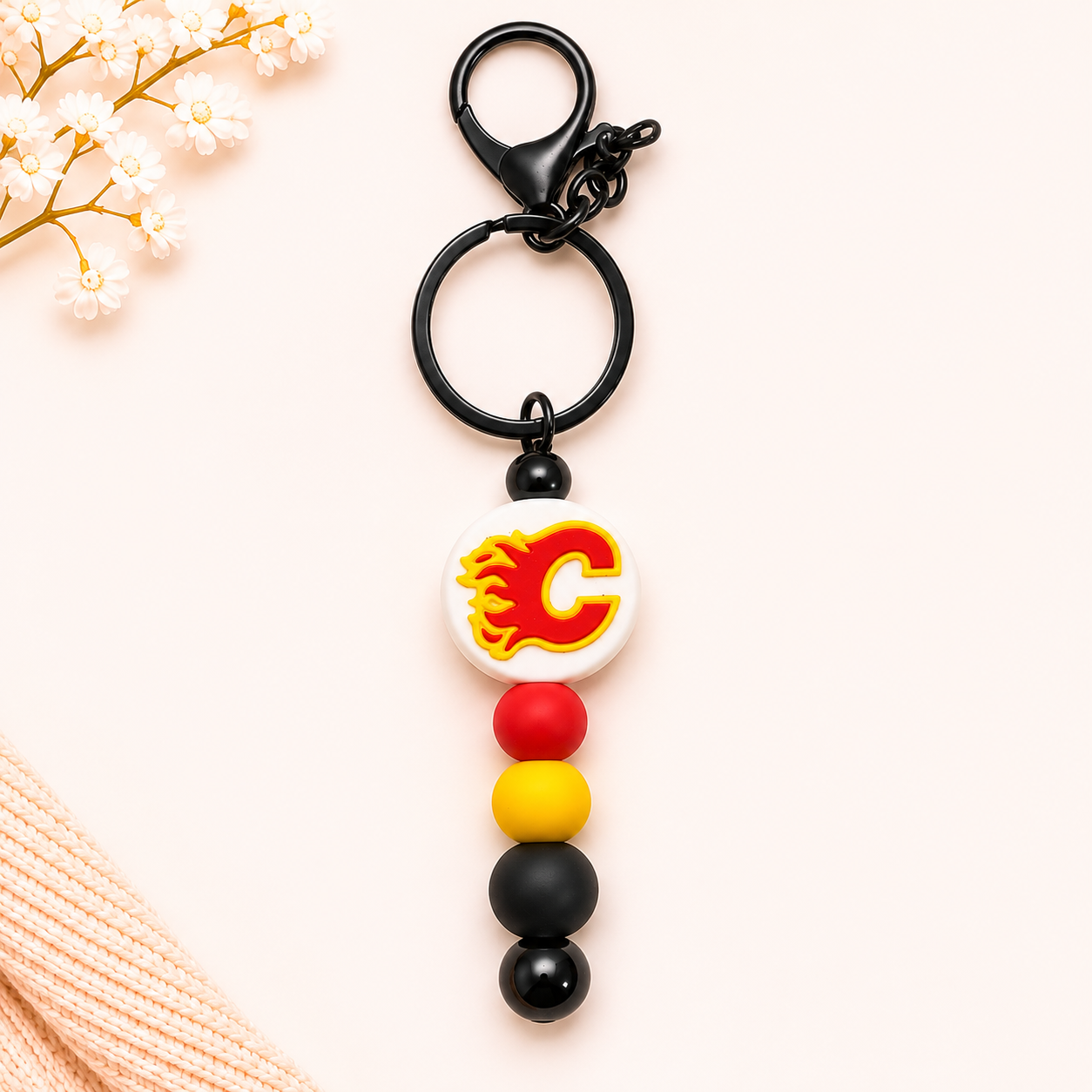 Hockey Beaded Keychain