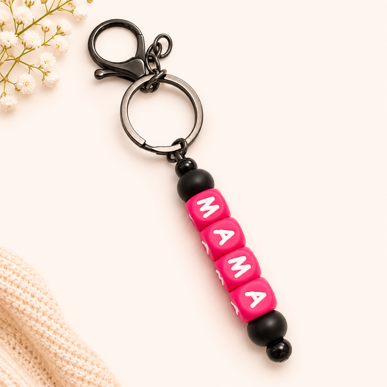 Mama Beaded Keychain