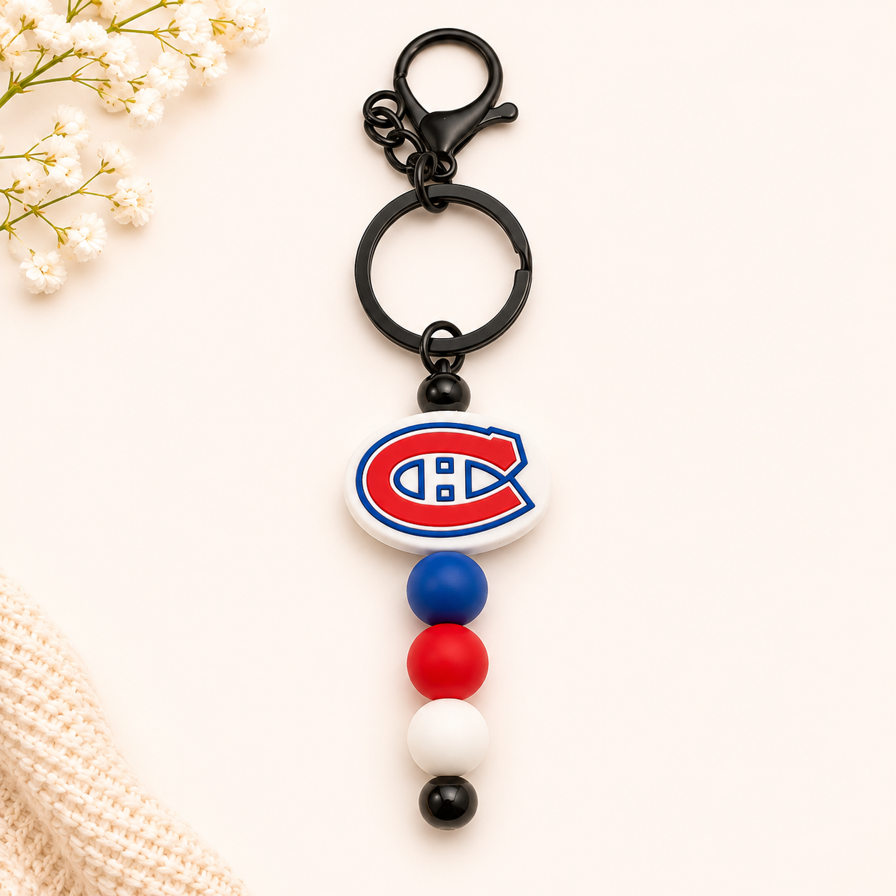 Hockey Beaded Keychain