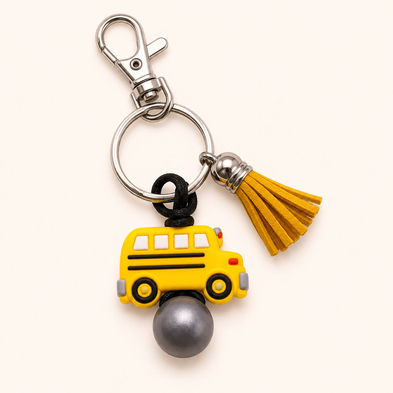 School Bus Beaded Keychain