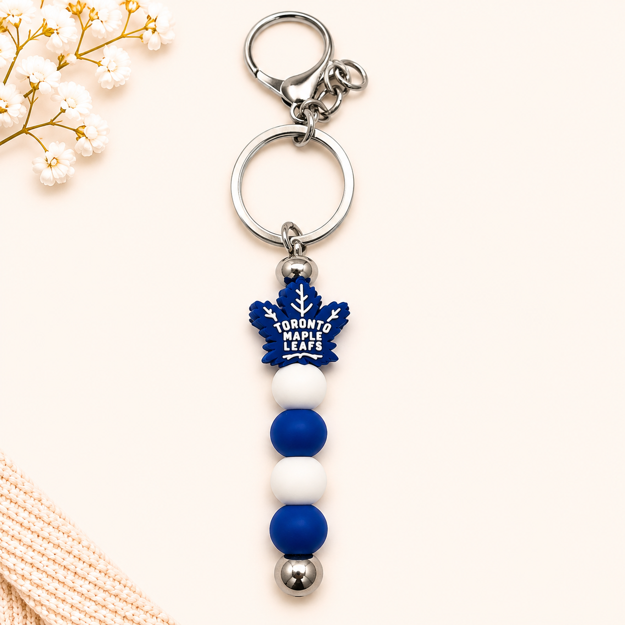 Hockey Beaded Keychain