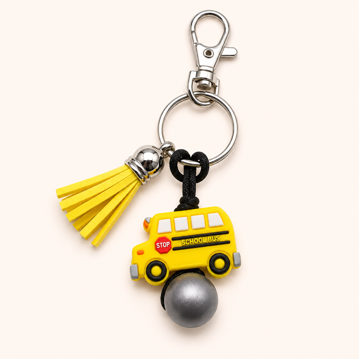School Bus Beaded Keychain