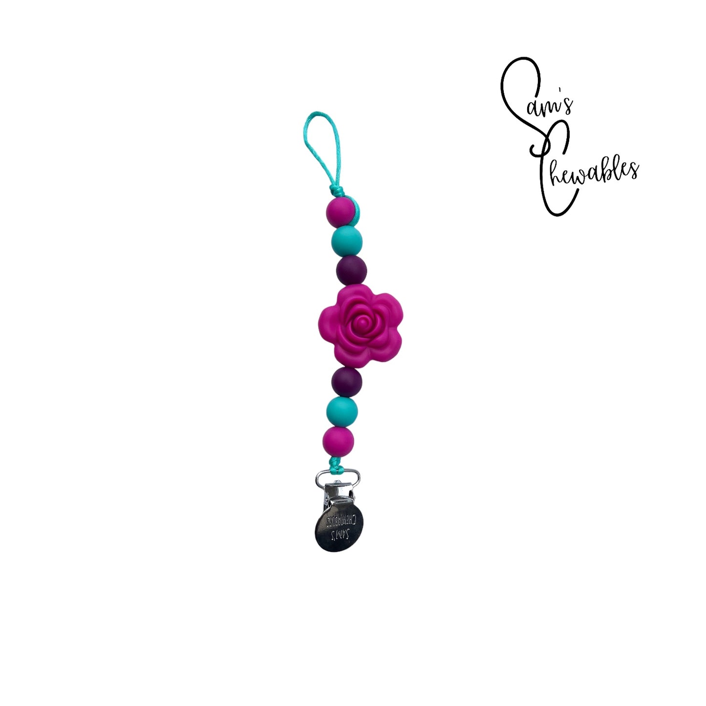 Fuchsia Flower Soother Clip