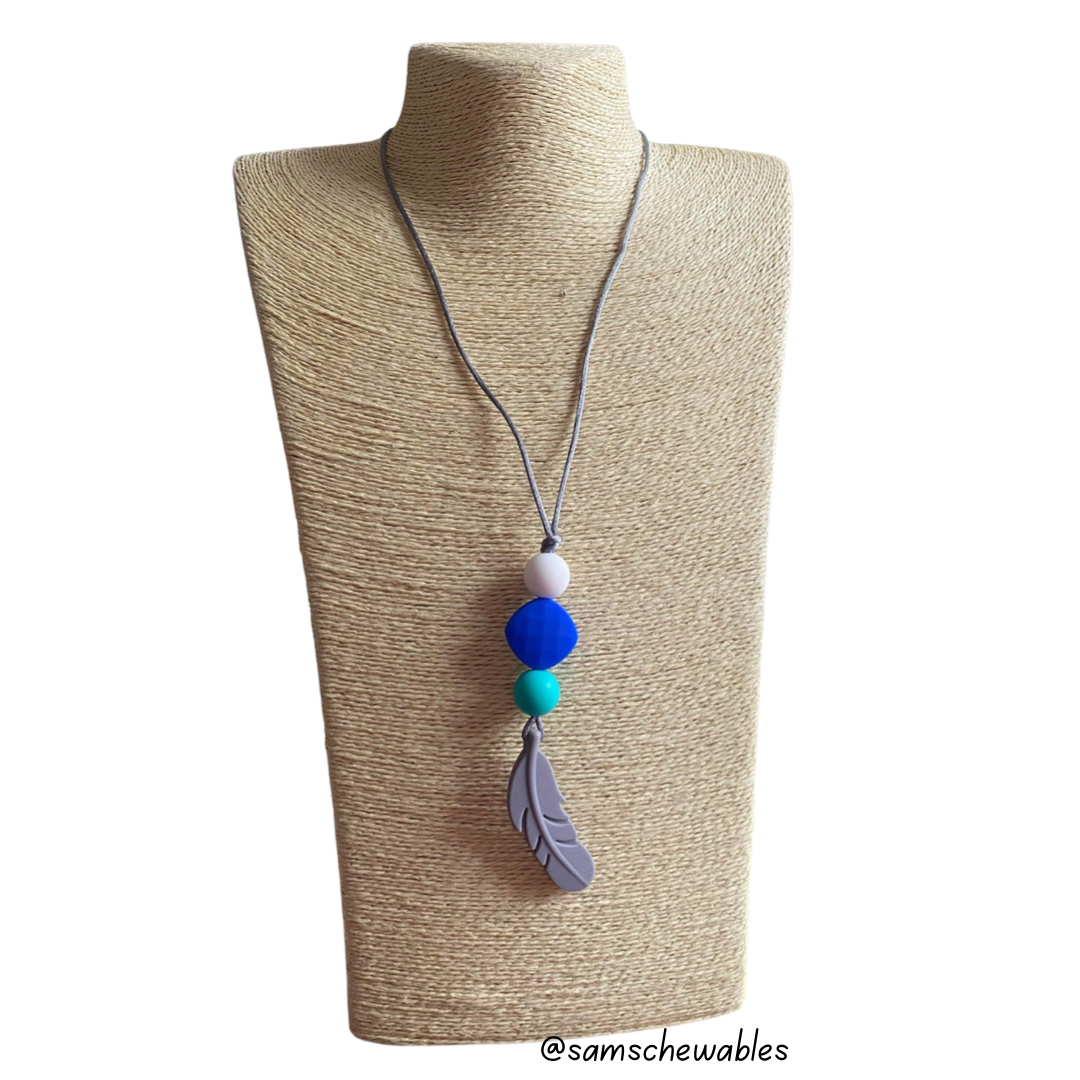 Grey Feather Nursing Necklace