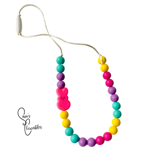 Pink Bunny Kids Fidget Necklace