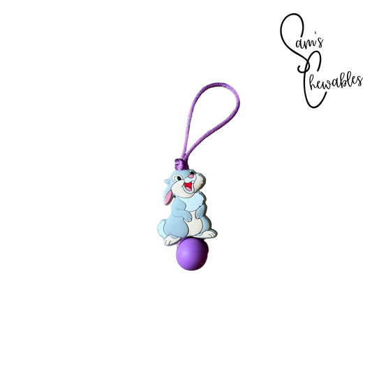 Grey Bunny Zipper Pull