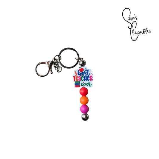 Best Teacher Ever Beaded Keychain