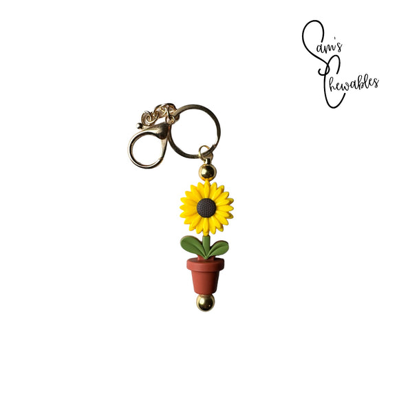 Flower Pot Beaded Keychain