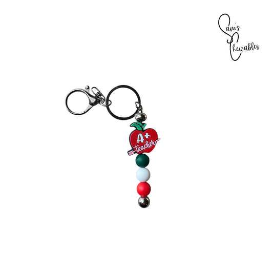 A+ Teacher Beaded Keychain