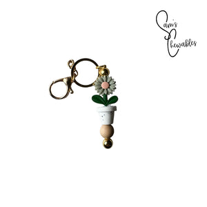 Flower Pot Beaded Keychain