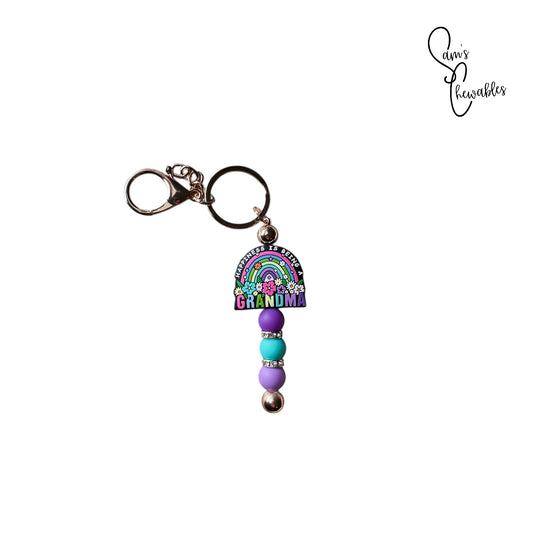 Happiness Is Being A Grandma Beaded Keychain