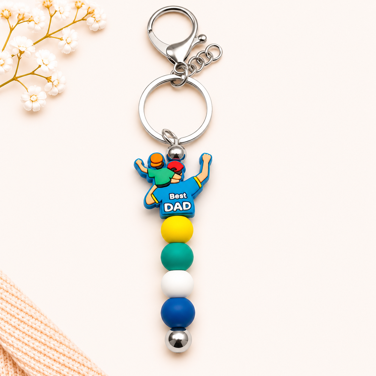 Best Dad Beaded Keychain