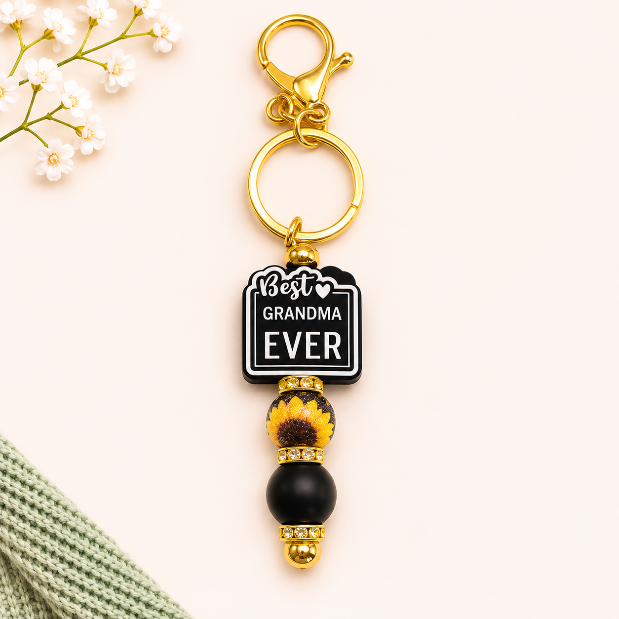 Best Grandma Ever Beaded Keychain