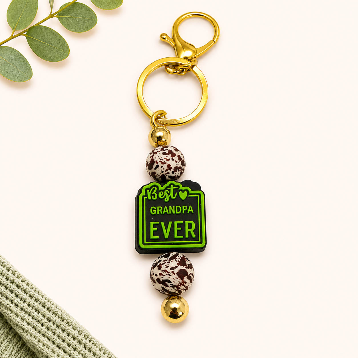 Best Grandpa Ever Beaded Keychain