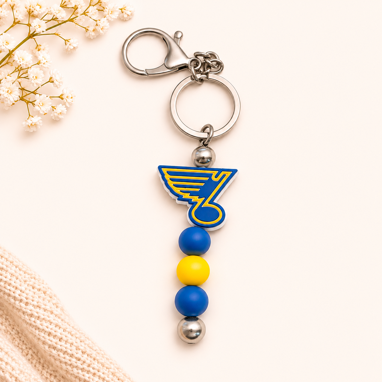 Hockey Beaded Keychain