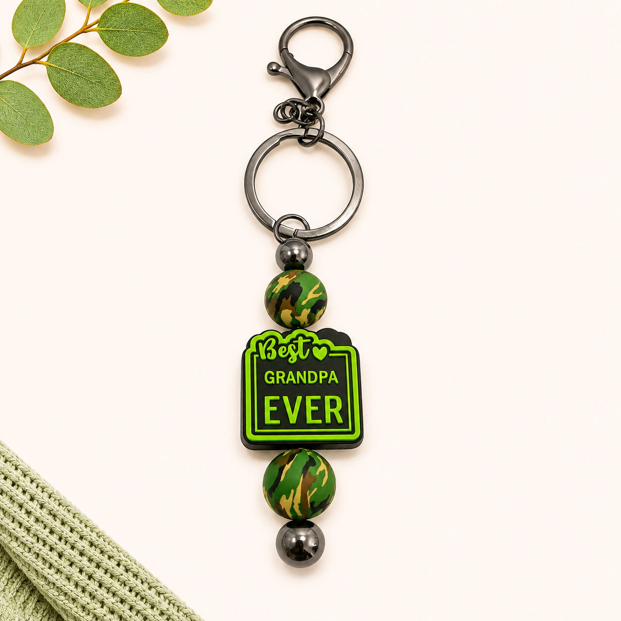 Best Grandpa Ever Beaded Keychain