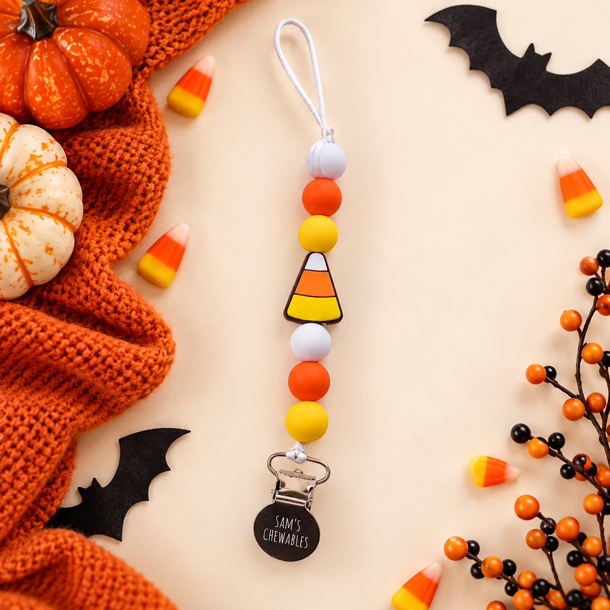 Candy Corn Soother Clip