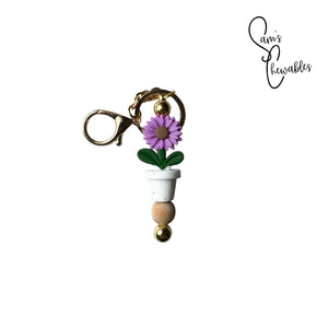 Flower Pot Beaded Keychain