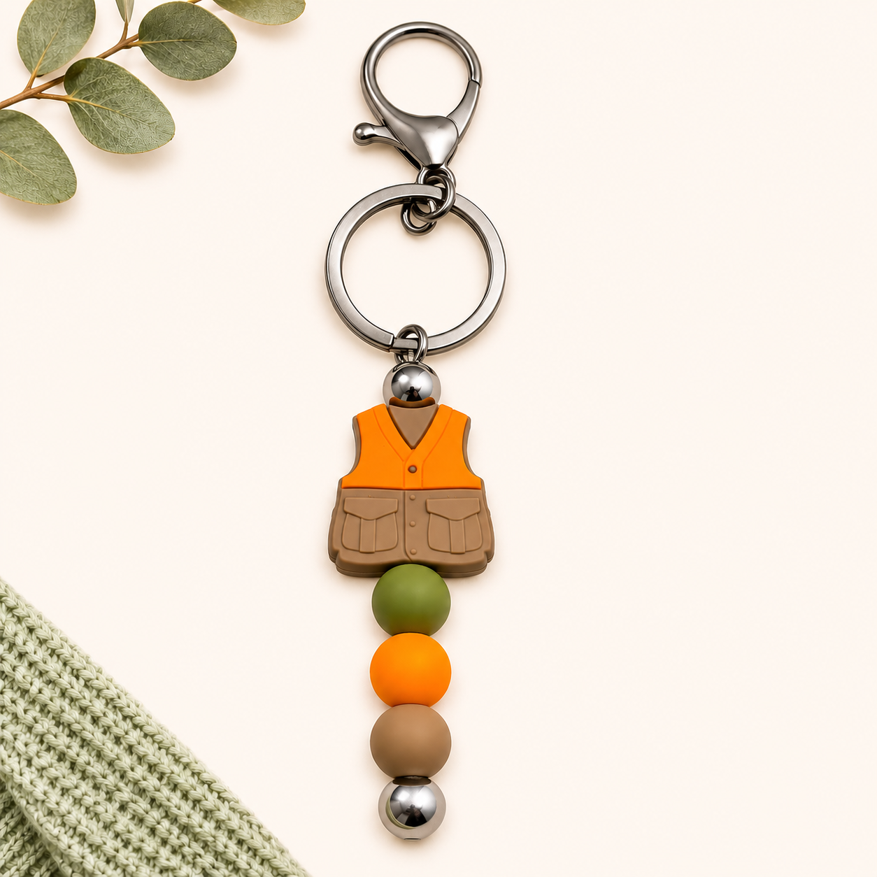 Hunting Vest Beaded Keychain