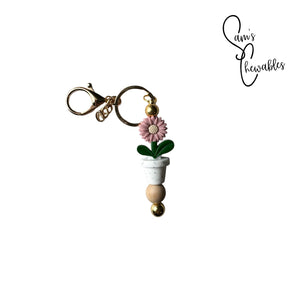 Flower Pot Beaded Keychain