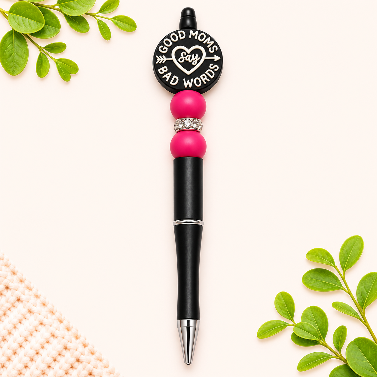 Good Mom's Say Bay Words Beaded Pen