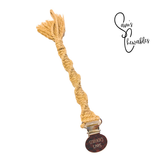 Sandstone Macrame Soother Clip