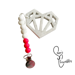 Marble Geo Heart - Pink clip