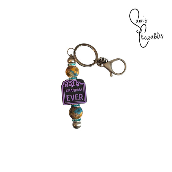 Best Grandma Ever Beaded Keychain