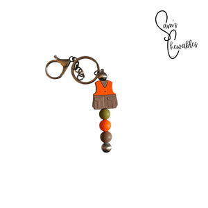 Orange Vest Beaded Keychain