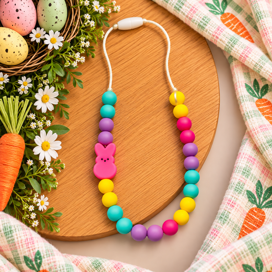 Pink Bunny Kids Fidget Necklace