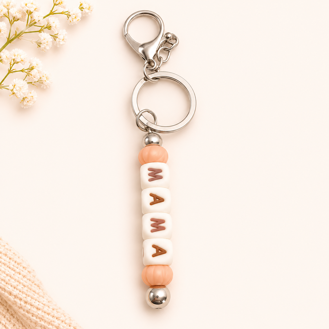 Mama Beaded Keychain