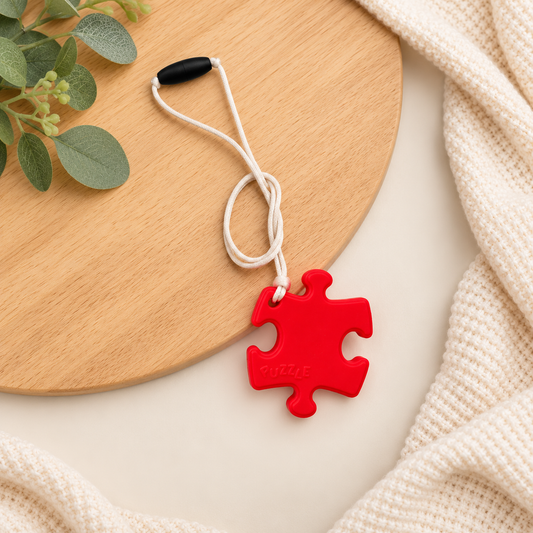 Red Puzzle Piece Sensory Necklace