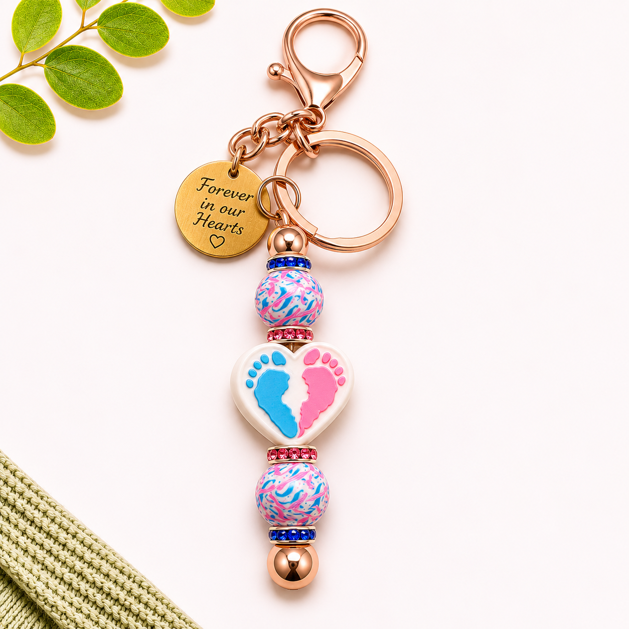 Baby Feet Beaded Keychain