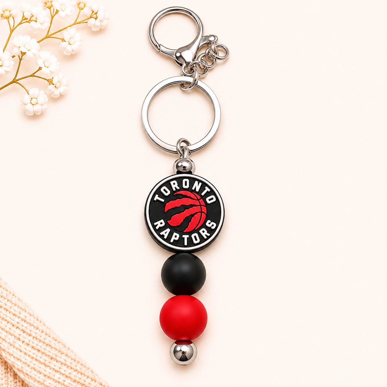 Basketball Beaded Keychain