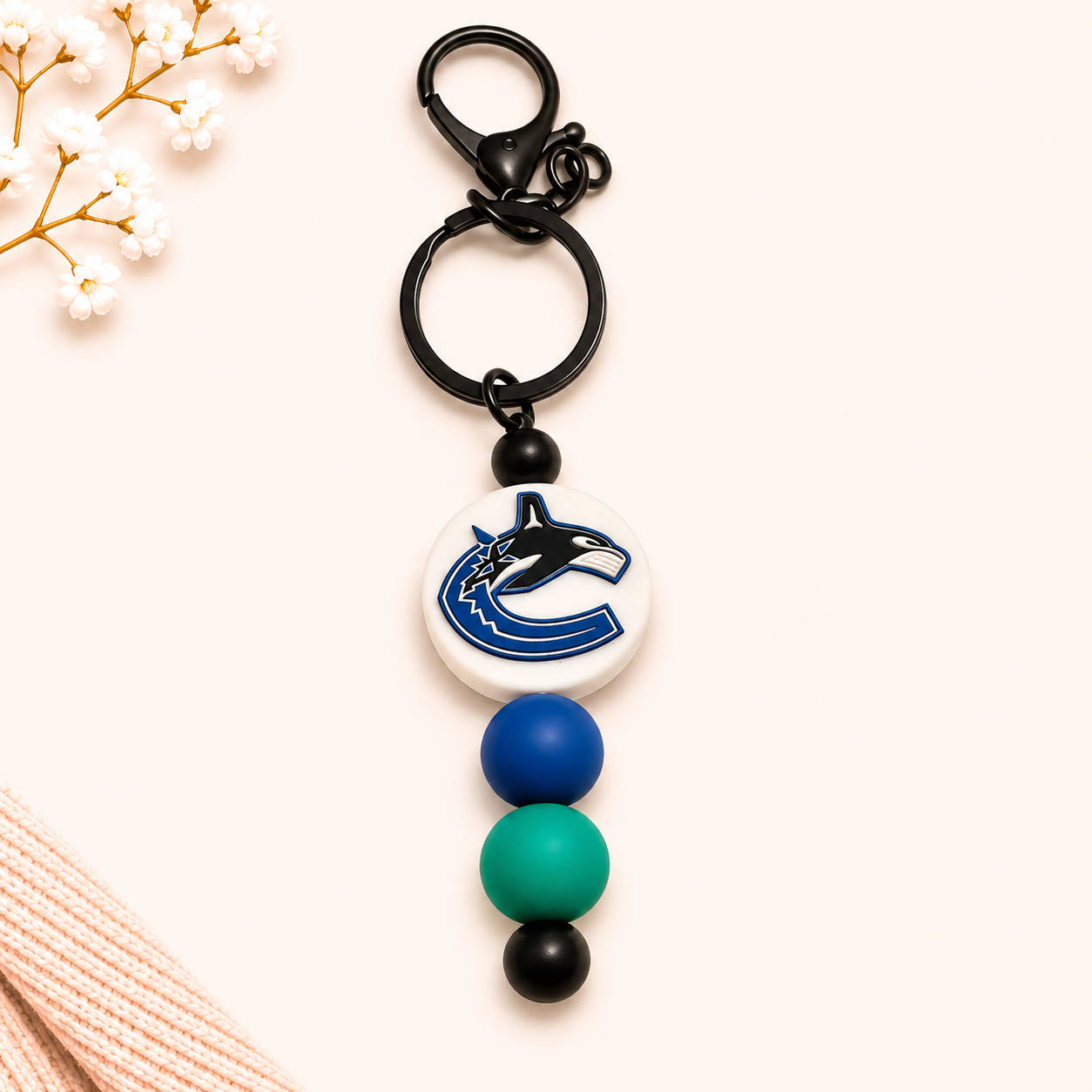 Hockey Beaded Keychain