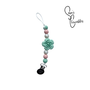 Mint Flower Soother Clip