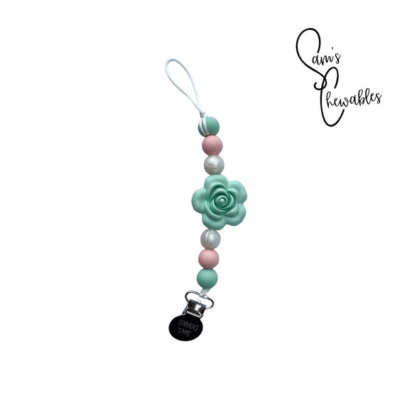 Mint Flower Soother Clip