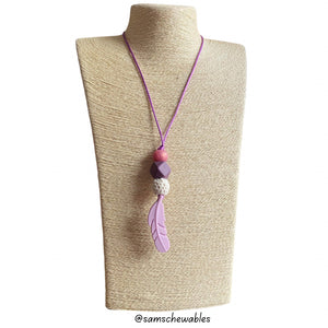 Purple Feather Nursing Necklace