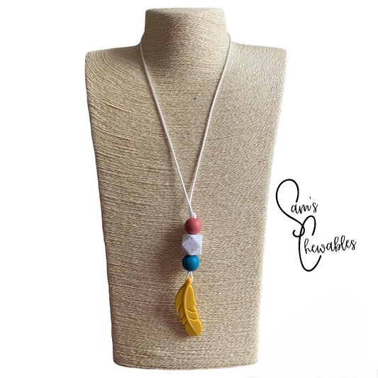 Mustard Feather Nursing Necklace
